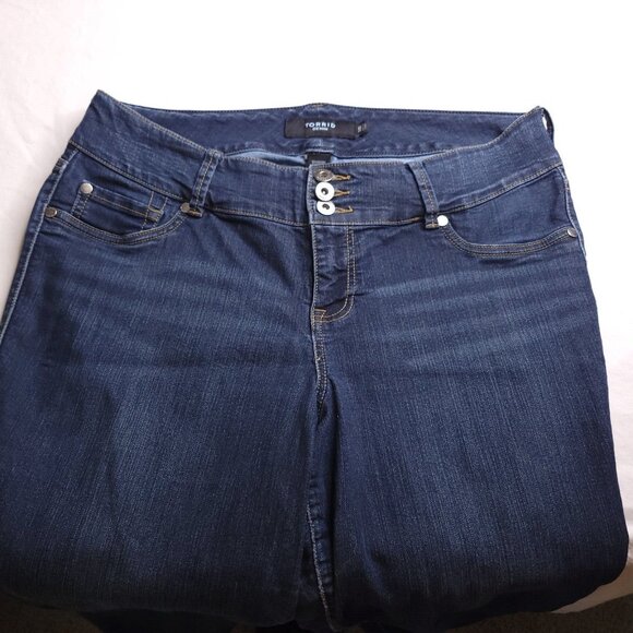 Torrid Womens Skinny Jeans 14 Dark Wash Mid Rise Stretch Imperfect - Picture 6 of 8